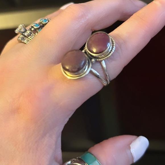 Lepidolite Purple Stone Women's sterling silver Ring - Picture 4 of 7